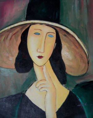 Amedeo Modigliani, Jeanne Hébuterne con grande cappello, particolare, 1917